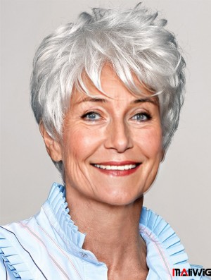 Wigs Online White Cropped Wavy Boycuts Wigs