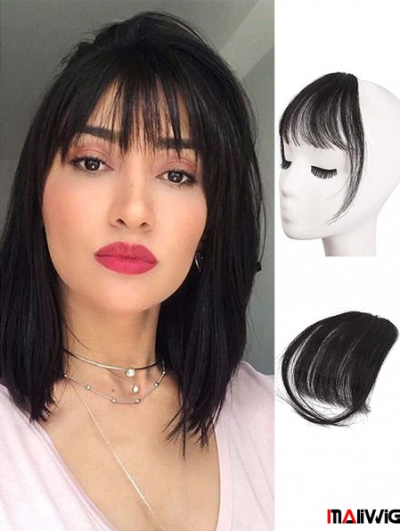 Clip in Fringe Human Hair 100% Real Hair Fringe Extensions Clip in French Bangs Fringe with Temples Clip on Fringe Bangs Real Hair Pieces for women Natural Color Washable