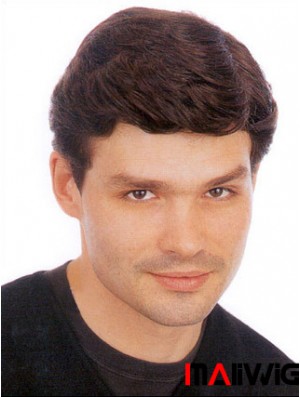 Human Hair Short Wavy Man Toupee