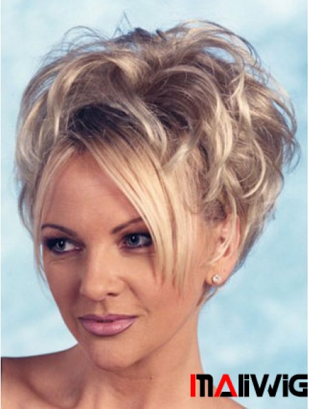 Curly Synthetic Blonde Short Fashion 3/4 Wigs