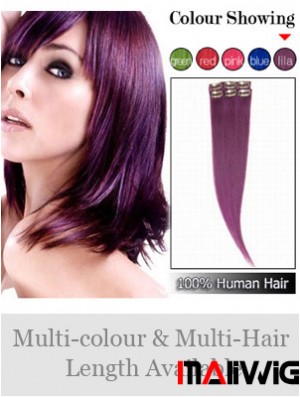 Convenient Black Straight Remy Human Hair Clip In Hair Extensions