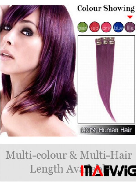 Convenient Black Straight Remy Human Hair Clip In Hair Extensions