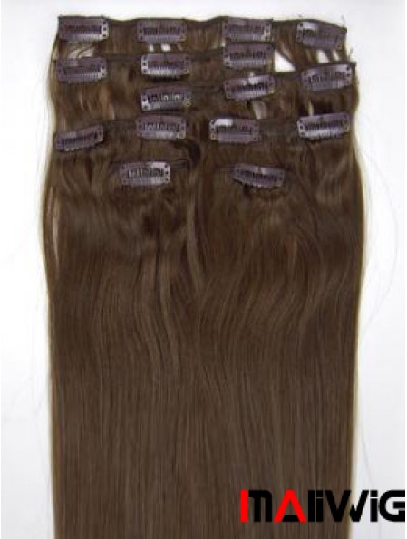 Perfect Brown Straight Remy Human Hair Clip In Hair Extensions