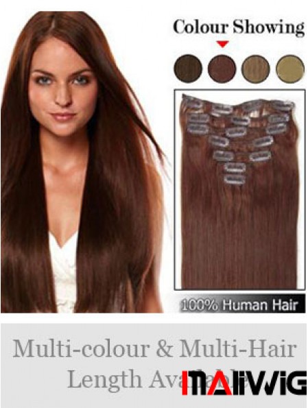 Hairstyles Auburn Straight Remy Human Hair Clip In Hair Extensions