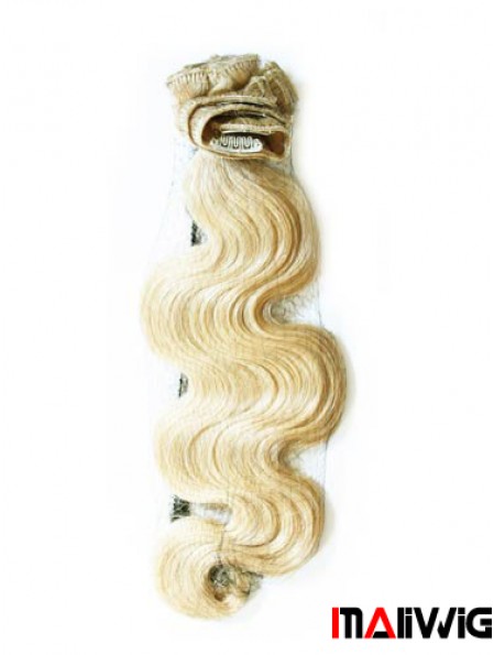 Stylish Blonde Wavy Remy Human Hair Clip In Hair Extensions
