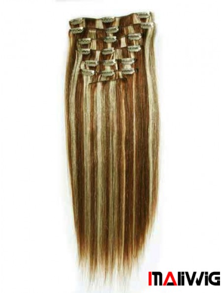 New Brown Straight Remy Human Hair Clip In Hair Extensions