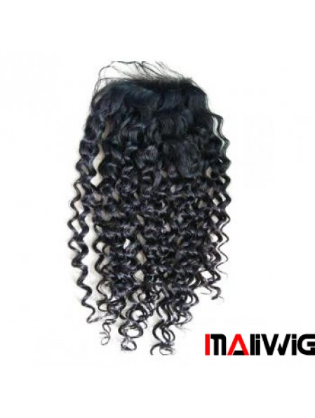 Lace Closures Curly Style Black Color Long Length With Remy