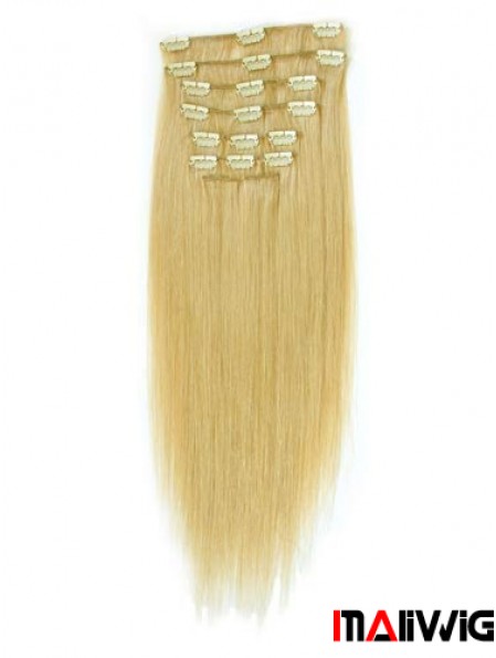 Suitable Blonde Straight Remy Human Hair Clip In Hair Extensions