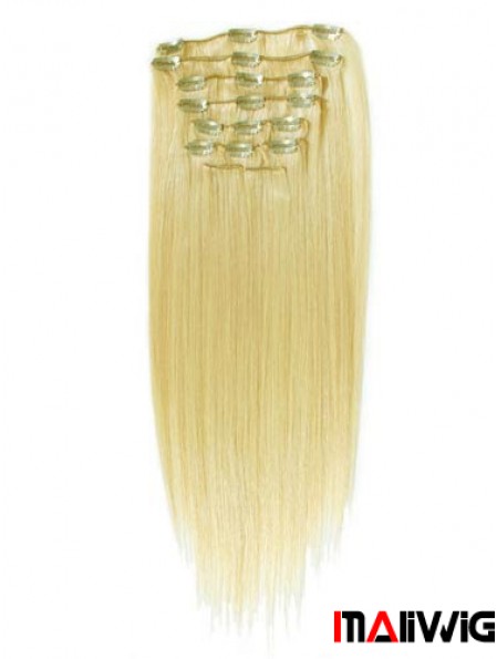 Style Blonde Straight Remy Human Hair Clip In Hair Extensions