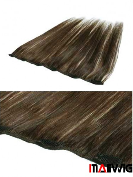 Convenient Brown Straight Remy Human Hair Clip In Hair Extensions