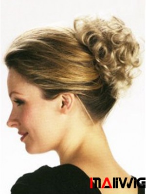 Style Blonde Curly Synthetic Clip In Hairpieces