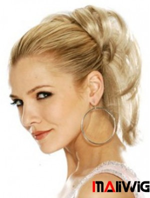 Hairpieces Clip In Blonde Color Straight Style With Synthetic
