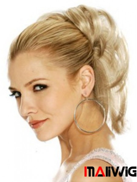 Hairpieces Clip In Blonde Color Straight Style With Synthetic