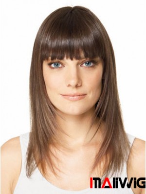 Clip In Hairpieces For Short Hair Brown Color Straight Style