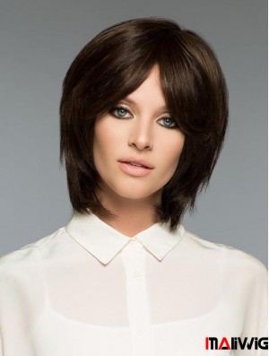 Brown Natural Straight Short Remy Human Hair Bob Wigs