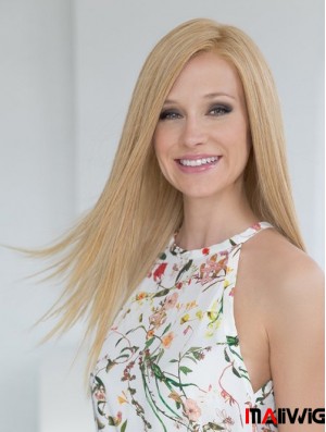 Durable Blonde Long Straight Without Bangs Human Hair Wigs