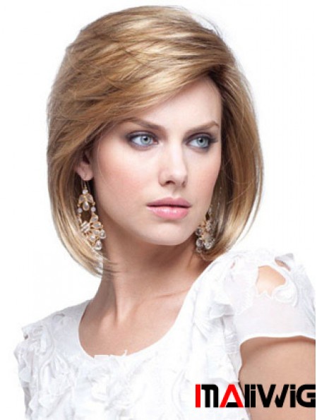 Human Hair Bob Wigs Chin Length Capless Blonde Color Bobs Cut