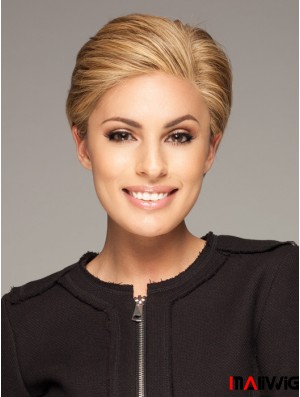 Lace Front Wigs 100% Hand Tied Brown Color Boycuts Short Length