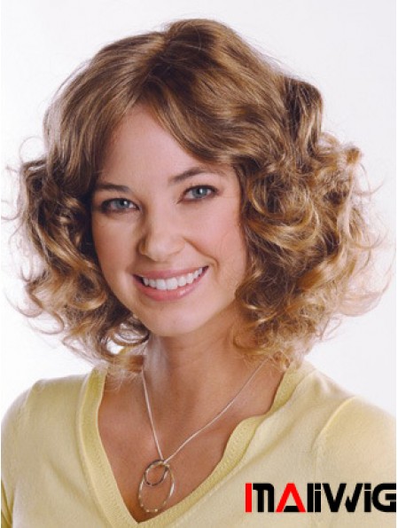 Synthetic Curly Chin Length Capless Curly Style Brown Color