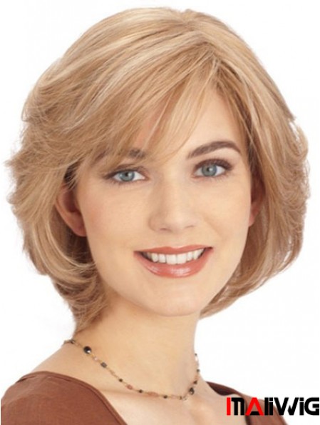 Ladies Human Hair Mono Wig Layered Cut Straight Style Chin Length Canada