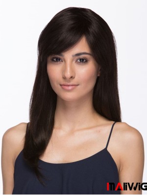 Brazilian Wigs Human Hair Long Length Brown Color With Bangs