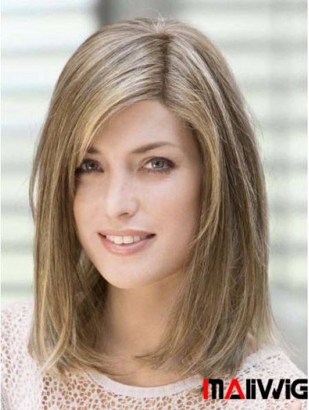 14 inch Flexibility Blonde With Bangs Lace Front Human Hair Wigs