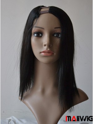 14 inch Lace Front Straight Black Ideal U Part Wigs