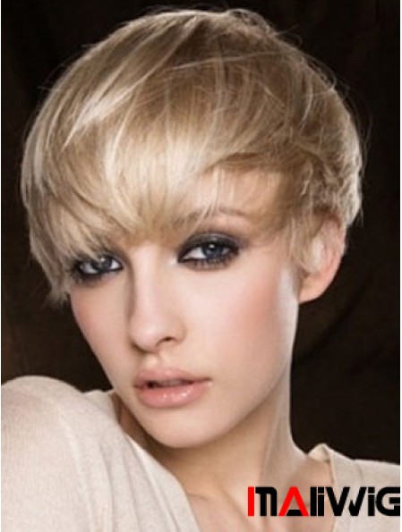 Blonde Human Hair Wig Cropped Length Straight Style Boycuts