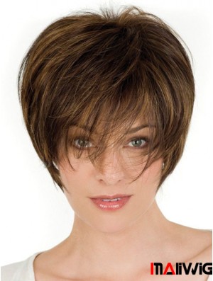 Human Hair Brown Wigs With Lace Front Wavy Style