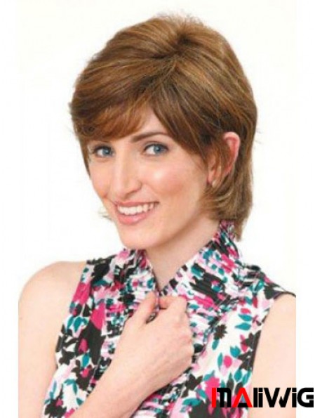 Classic Fabulous Straight Brown Chin Length Human Hair Wigs