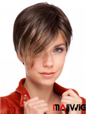 Auburn Cropped Designed Straight Boycuts Lace Wigs