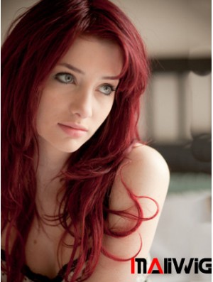 Wavy With Bangs Lace Front Durable 20 inch Red Long Wigs