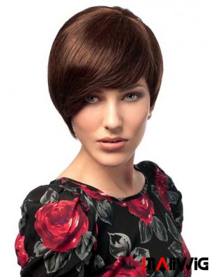 Bobs Hairstyles Straight Auburn Short Human Hair Wigs