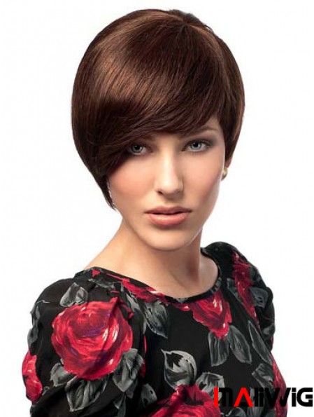 Bobs Hairstyles Straight Auburn Short Human Hair Wigs