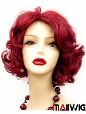 Wavy Without Bangs Chin Length Red Online Lace Front Wigs