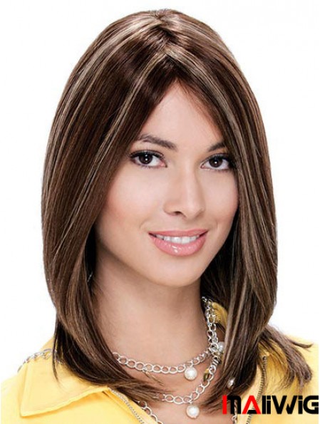 Monofilament Straight Without Bangs Shoulder Length 13 inch Fashionable Human Hair Wigs