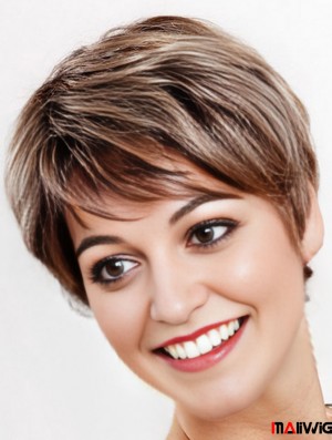 Lace Front Straight Boycuts 7 inch Brown Short 100% Human Hair Wigs