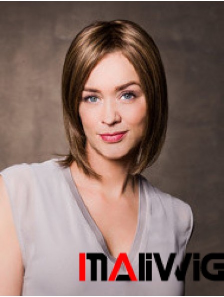 100% Hand-tied Straight Bobs 11 inch Brown Shoulder Length Human Wigs