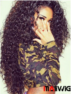Wholesale African American Human Hair Lace Front Wigs Kinky Style Long Length