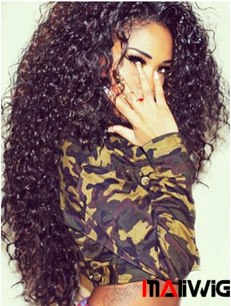 Wholesale African American Human Hair Lace Front Wigs Kinky Style Long Length