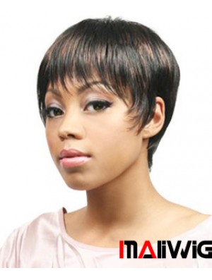 African Hair Wigs Boycuts Cropped Length Straight Style With Capless
