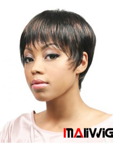 African Hair Wigs Boycuts Cropped Length Straight Style With Capless