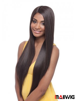 Long Yaki Without Bangs Trendy Brown Lace Front Wigs