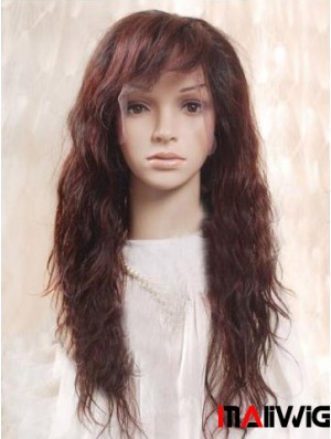 Auburn 100% Hand Tied Layered Wavy Remy Human Long Mono Wigs
