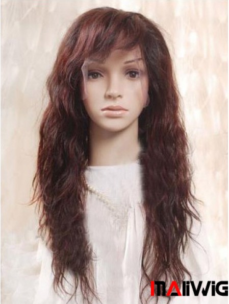 Auburn 100% Hand Tied Layered Wavy Remy Human Long Mono Wigs