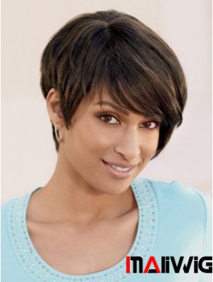 Short Brown Straight Layered Incredible African American Wigs
