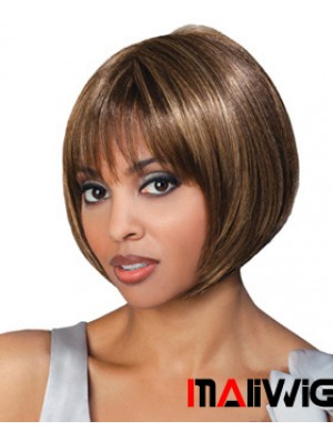 Chin Length Brown Straight Bobs Top African American Wigs