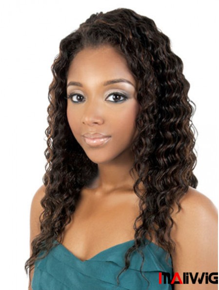Long Brown Curly Without Bangs Best African American Wigs