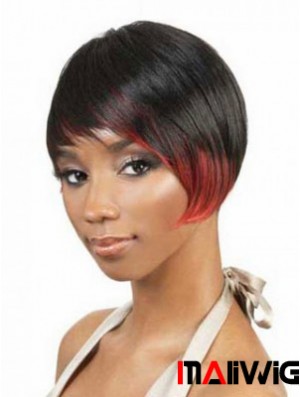 Short Black Straight Layered Fashionable African American Wigs