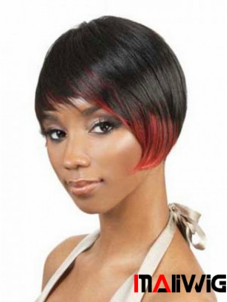 Short Black Straight Layered Fashionable African American Wigs